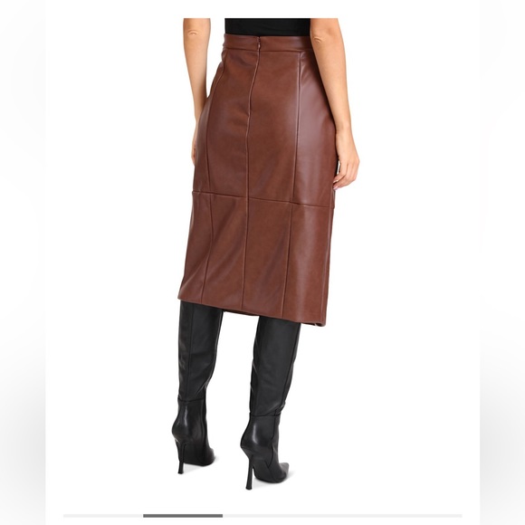 NWT Bagatelle Faux Leather A-Line Midi Skirt - Picture 2 of 4